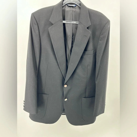Vintage Burberry's Sport Coat Blazer Wool Black Silver Buttons 42R - Picture 1 of 13